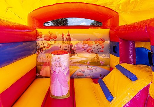 Order a small multifun inflatable bounce house for kids with a princess theme. Buy bounce houses online at JB Inflatables America