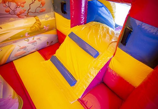 Order a small indoor multifun bouncer in the princess theme for children. Multifun bouncers are online for sale at JB Inflatables America