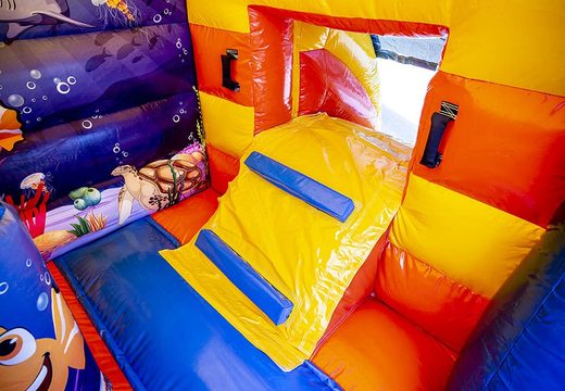 Small seaworld theme multifun inflatable bounce house with a roof for sale at JB Inflatables America online