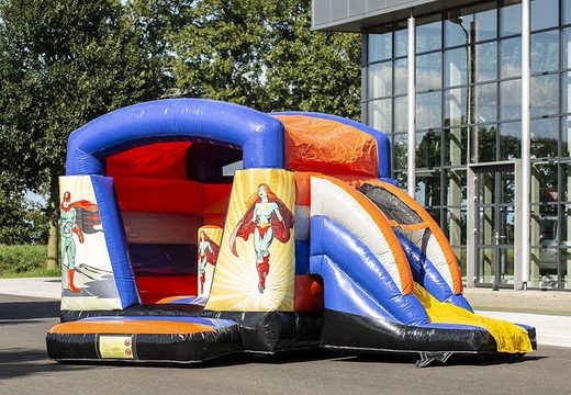Small indoor multifun bouncy castle for sale in theme superheroes for children. Buy bouncy castles at JB Inflatables online