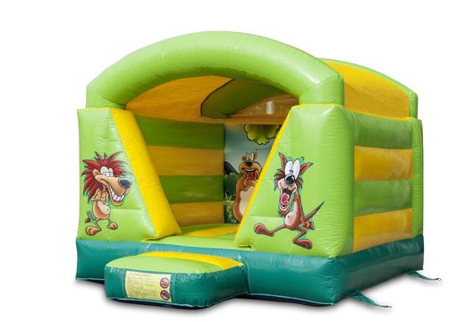Small inflatable jungle-themed bounce house with roof for kids for sale. Order bounce houses now at JB Inflatables America online