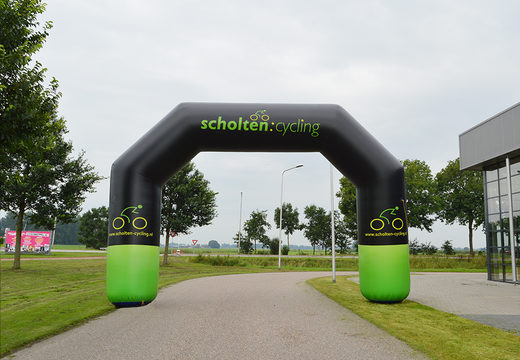 Custom Scholten cycling start & finish archway for sale at JB Promotions America. Inflatable advertising arches in all shapes and sizes made in your own style