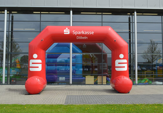 Buy a custom sparkasse inflatable advertisement archway online at JB Inflatables America. Order promotional advertising inflatable arches online