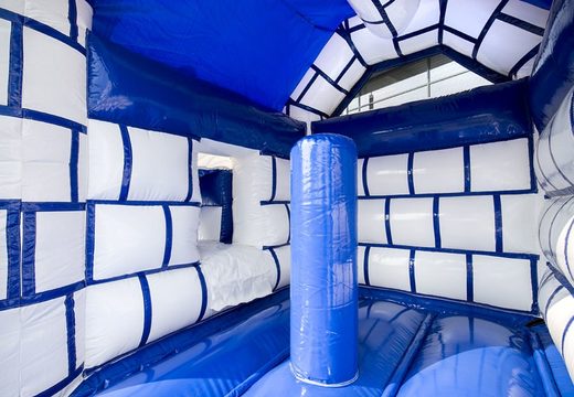 Puchase a midi multifun bounce house in castle theme with roof for kids. Buy bounce houses at JB Inflatables America online