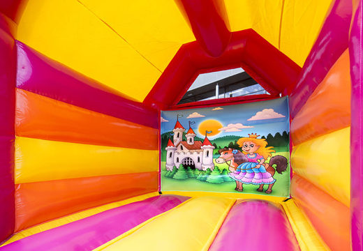Buy a midi inflatable bounce house in princess theme for kids. Order bounce houses at JB Inflatables America online