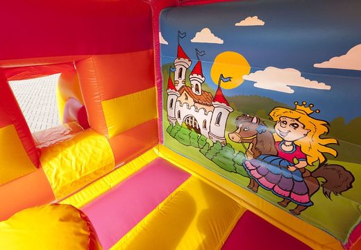Order a midi roofed multifun inflatable bouncy castle for kids in princess theme. Buy bouncy castle at JB Inflatables America online