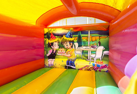 Mini-roofed party-themed bounce house for kids for sale. Buy bounce houses at JB Inflatables America
