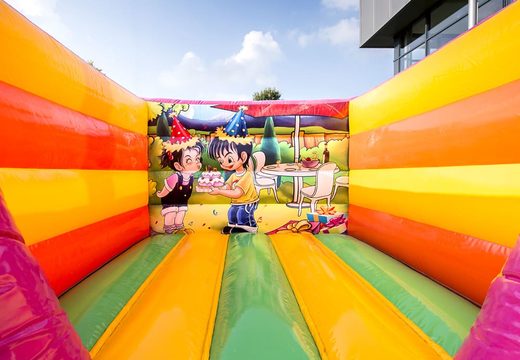 Purchase a small open bounce house for kids in party theme. Bounce houses are online for sale at JB Inflatables America