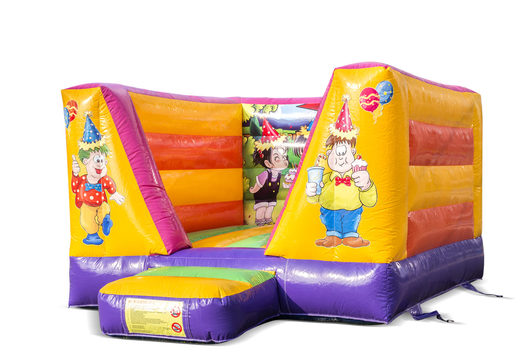 Buy a small open inflatable bounce house in party theme for kids. Bounce houses ares online available at JB Inflatables America