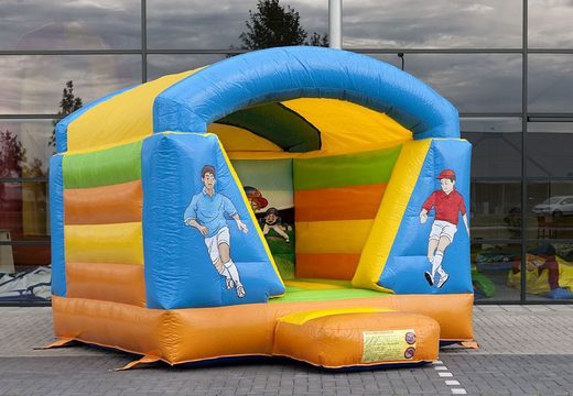 Mini inflatable bounce house in soccer theme with roof for sale. Buy bounce houses at JB Inflatables America online
