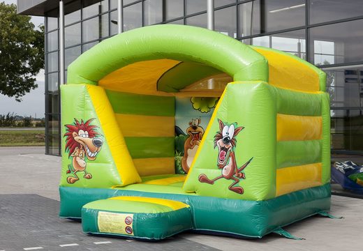 Mini-roofed bounce house in jungle theme for kids to buy. Order bounce houses now at JB Inflatables America online
