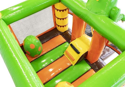 Order mini inflatable bounce house with slide in theme dinosaur for children. Inflatable bounce houses with slide for sale at JB Inflatables America
