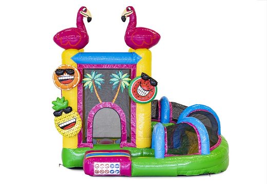 Order mini with slide flamingo bouncy castle for children. Buy inflatable bouncy castles online at JB Inflatables America
