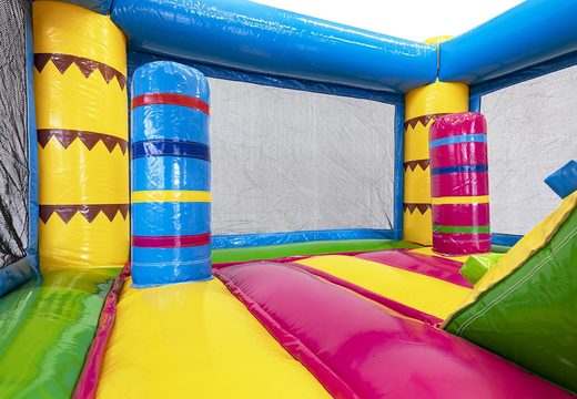 Buy mini inflatable flamingo-themed bounce house with slide for children. Order inflatable bounce houses with slide online at JB Inflatables America