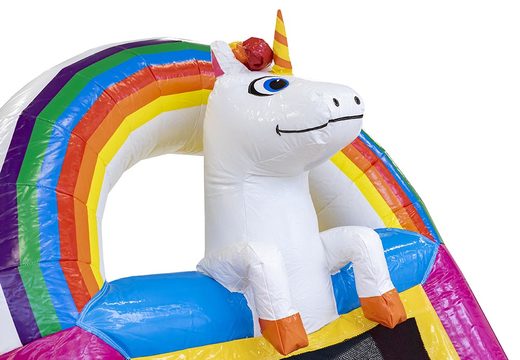 Order mini inflatable unicorn themed bouncer with slide for children. Buy inflatable bouncers online at JB Inflatables America