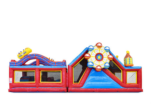 Order 13.5 meter long modular rollercoaster obstacle course with appropriate 3D objects for kids. Buy inflatable obstacle courses online now at JB Inflatables America
