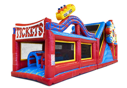 Buy modular obstacle course rollercoaster 13.5m long with appropriate 3D objects for children. Order inflatable obstacle courses now online at JB Inflatables America