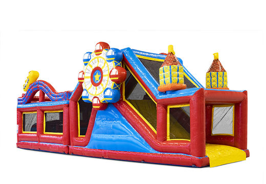 Buy a 13.5 meter long modular rollercoaster obstacle course with appropriate 3D objects for children. Order inflatable obstacle courses now online at JB Inflatables America