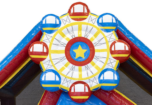 Buy a 13.5 meter long obstacle course in a rollercoaster theme with appropriate 3D objects for kids. Order inflatable obstacle courses now online at JB Inflatables America