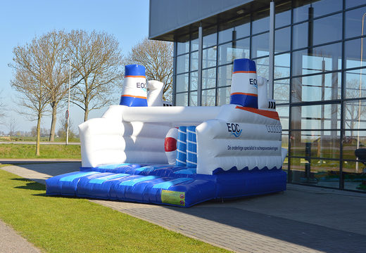 Have a custom EOC Ship bounce houses made in your own corporate identity at JB Promotions America. Order online promotional inflatables in all shapes and sizes