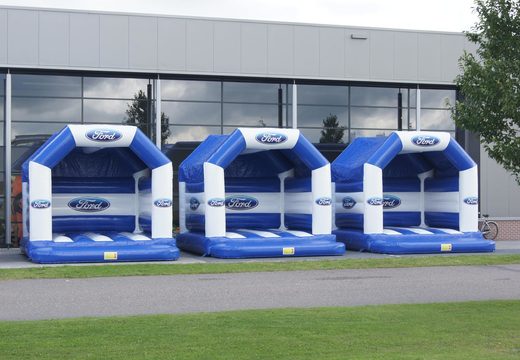 Order online inflatable Ford - A-Frame Bounce house made in your own corporate identity at JB Promotions America; specialist in inflatable advertising items such as custom bounce houses