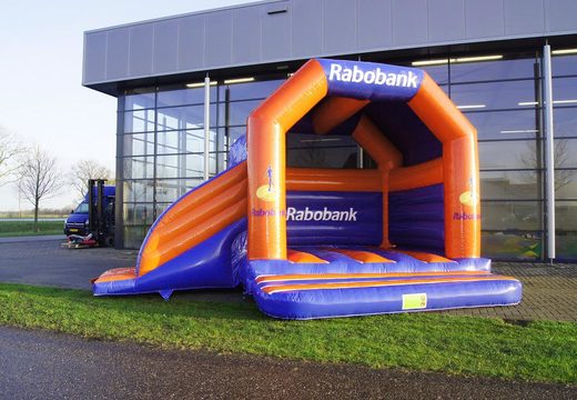 Order now custom Rabobank Multifun bounce houses at JB Promotions America. Inflatable advertising bounce houses in different shapes and sizes for sale at JB Promotions America