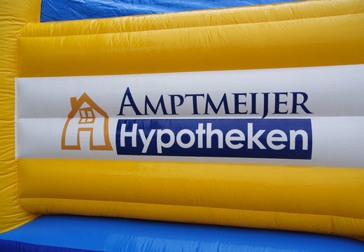 Buy personalized Amptmeijer Mortgages a frame bouncer at JB inflatables America. Promotional bounce houses in all shapes and sizes made