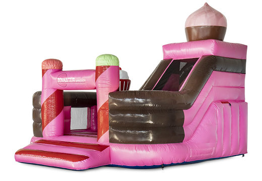 Buy online custom Kwanten van Esch Funcity Pastry bouncers at JB Promotions America. Request a free design for inflatable bounce houses in your own corporate identity now