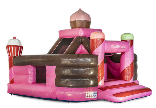 Personalized Kwanten van Esch Funcity Pastry bounce houses made in your own corporate identity at JB Promotions America. Order online promotional inflatables in all shapes and sizes