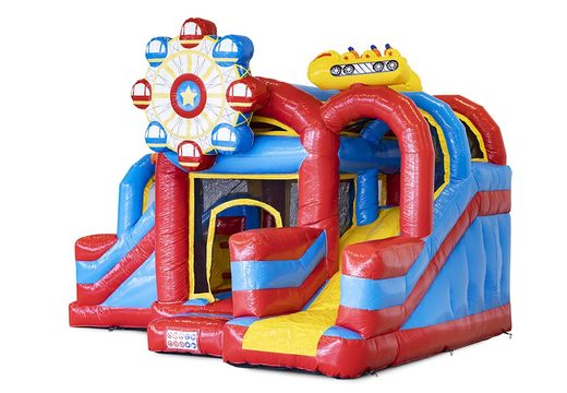 Inflatable custom Aniko Jumpy Rollercoaster bounce houses order at JB Inflatables America. Request a free design for inflatable bounce houses in your own corporate identity now