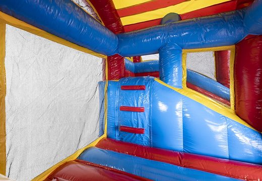 Order custom Inflatable Aniko Jumpy Rollercoaster bounce houses at JB Inflatables America. Request a free design for inflatable bounce houses in your own corporate identity now