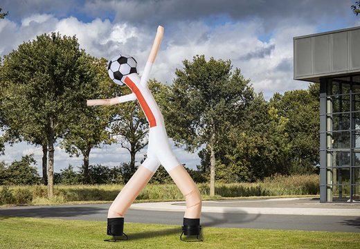 Buy the skyman with 2 legs and 3d ball of 6m high in red and white online at JB Inflatables. All standard inflatable skydancers are delivered very fast