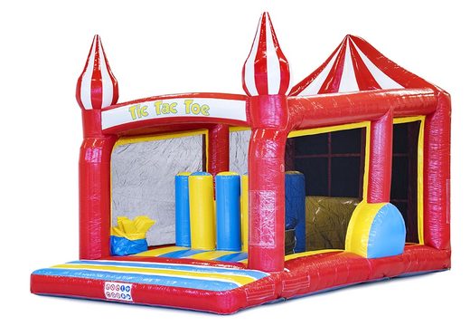 Order bounce house with obstacle course and tic tac toe game for kids. Buy bounce houses online at JB Inflatables America