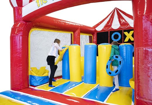 Order bouncer with obstacle course and tic tac toe game for children. Buy inflatable bouncers online at JB Inflatables America