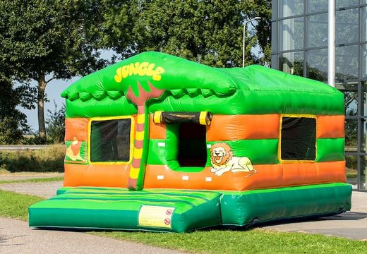 Large covered ball pit bouncy castle in jungle theme for children. Order bouncy castles online at JB Inflatables America 