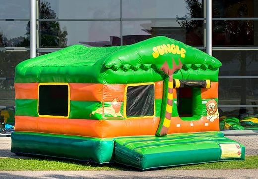 Jungle themed inflatable ball pit with a 3D object on the roof and fun pictures to buy on the walls. Order bounce houses online at JB Inflatables America 