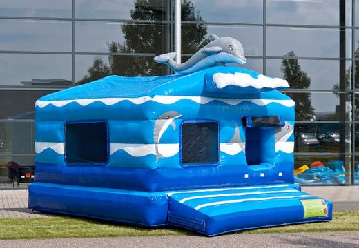 Order covered inflatable playfun blue ball pit bounce house in the Seaworld theme for kids. Buy bounce houses online at JB Inflatables America 