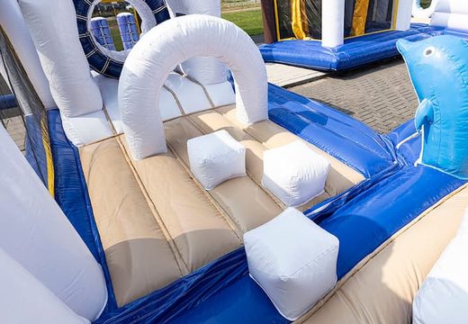 Frozen bouncer with slides, obstacles with fun Frozen themed prints for kids. Buy bouncers online at JB Inflatables America