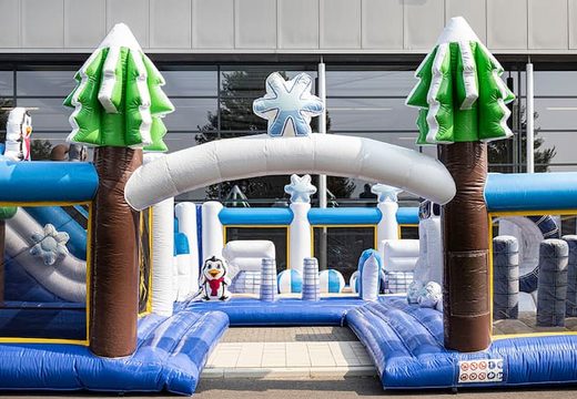 Buy a large Frozen themed inflatable bounce house for kids. Order bounce houses online at JB Inflatables America