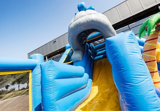 World seaworld bounce house with multiple slides and all kinds of obstacles with prints that match the theme for children. Buy bounce houses online at JB Inflatables America