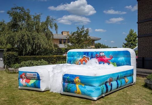 Order JB Bubbles inflatable open bouncy castle with foam in the theme seaworld sea fishing for children. Buy inflatable bounce houses online at JB Inflatables America