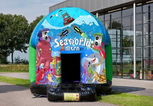 For sale disco multi-themed 4,5 meters bounce house in Seaworld theme for kids. Order inflatable bounce houses now online at JB Inflatables  America