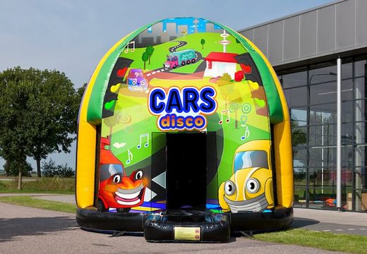 Buy now disco multi-themed 5.5m bounce house in Cars theme for kids. Order inflatable bounce houses online at JB Inflatables America