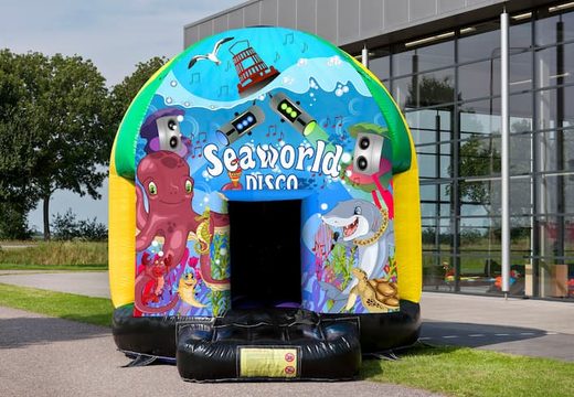 For sale disco multi-themed 5.5m bouncer in Seaworld theme for kids. Order inflatable bouncers online at JB Inflatables America
