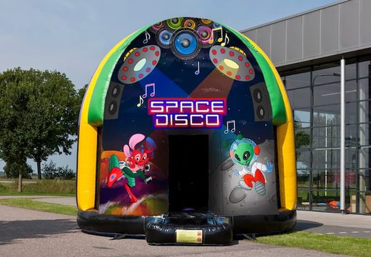 Multi-themed 5.5 meter bouncer in Space theme for kids. Order inflatable bouncers online at JB Inflatables America
