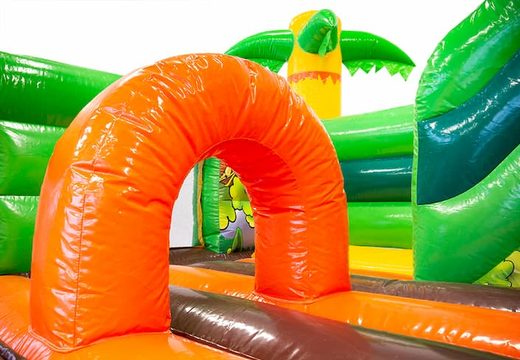 Order inflatable open multiplay bouncer with slide in jungle theme for children. Buy bouncers online at JB Inflatables America 