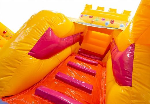 Order inflatable open multiplay bouncer with slide in party theme for children. Buy bouncers online at JB Inflatables America 