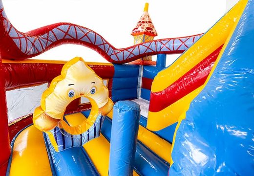 Buy a multifunctional Funcity Rollercoaster bouncer with a slide for children. Order bouncers online at JB Inflatables America 