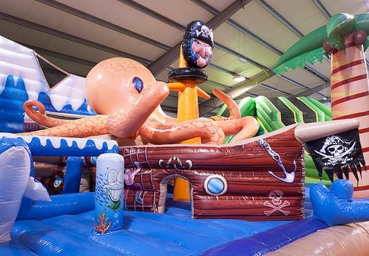 Order Giga bounce house with 8 slides, 2 climbing towers, inflatable 3D animals, fun obstacles and obstacle courses for children. Buy bounce houses online at JB Inflatables America