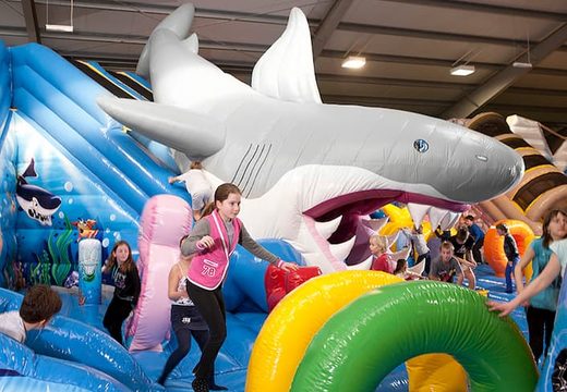 Buy the largest inflatable bouncer in Europe in the theme jungle, animals and seaworld with slides, climbing towers. Order 3D objects, obstacles and obstacle courses for children. Buy bouncers online at JB Inflatables America